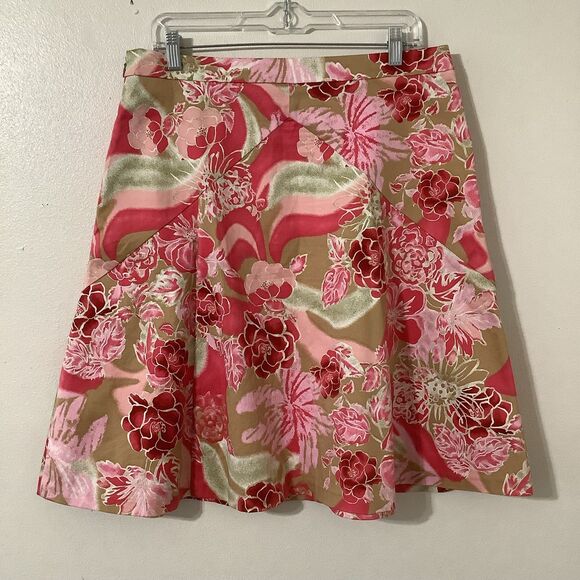 Express Red Floral Vintage Y2K Tropical Beachy Vacation Boho Pleated Skirt 10 - Picture 4 of 10